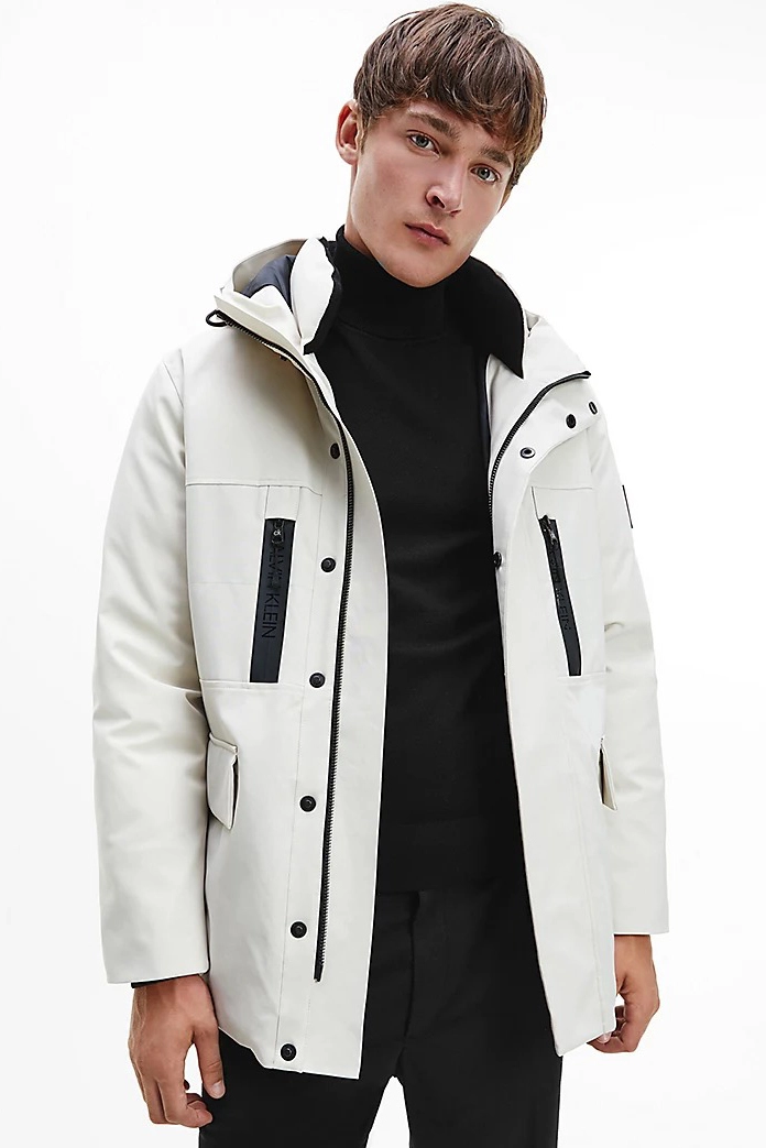 calvin klein premium canvas fur hood parka