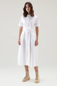 WOOLRICH BELTED POPLIN SHIRT DRESS