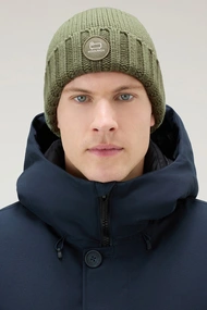 WOOLRICH MERINO WOOL LOGO BEANIE